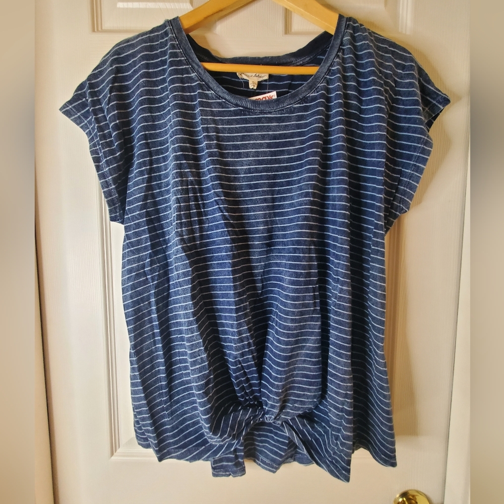 NWT Jane & Delancey Womens XL Indigo/White Striped Short Sleeve Knit Tee